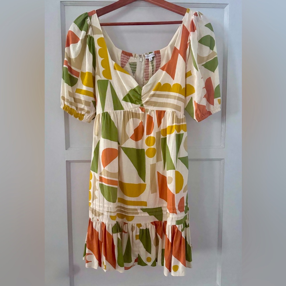 Gianni Bini - Tory Linen-Mix Dress Multicolor Patterned Dress size 8